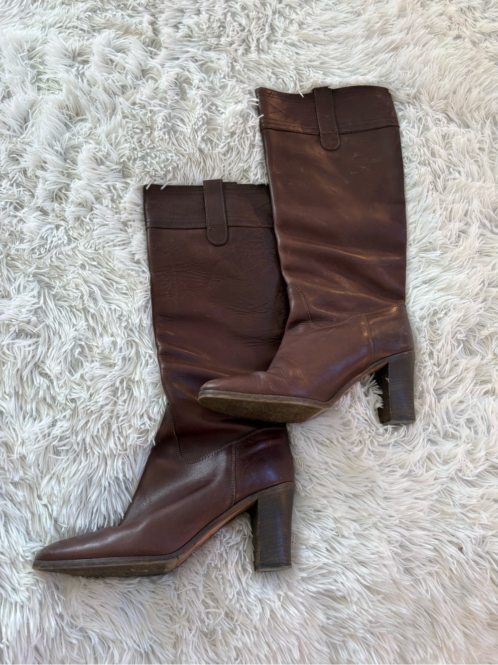 J. Crew Brown Leather Knee-High Heeled Boots